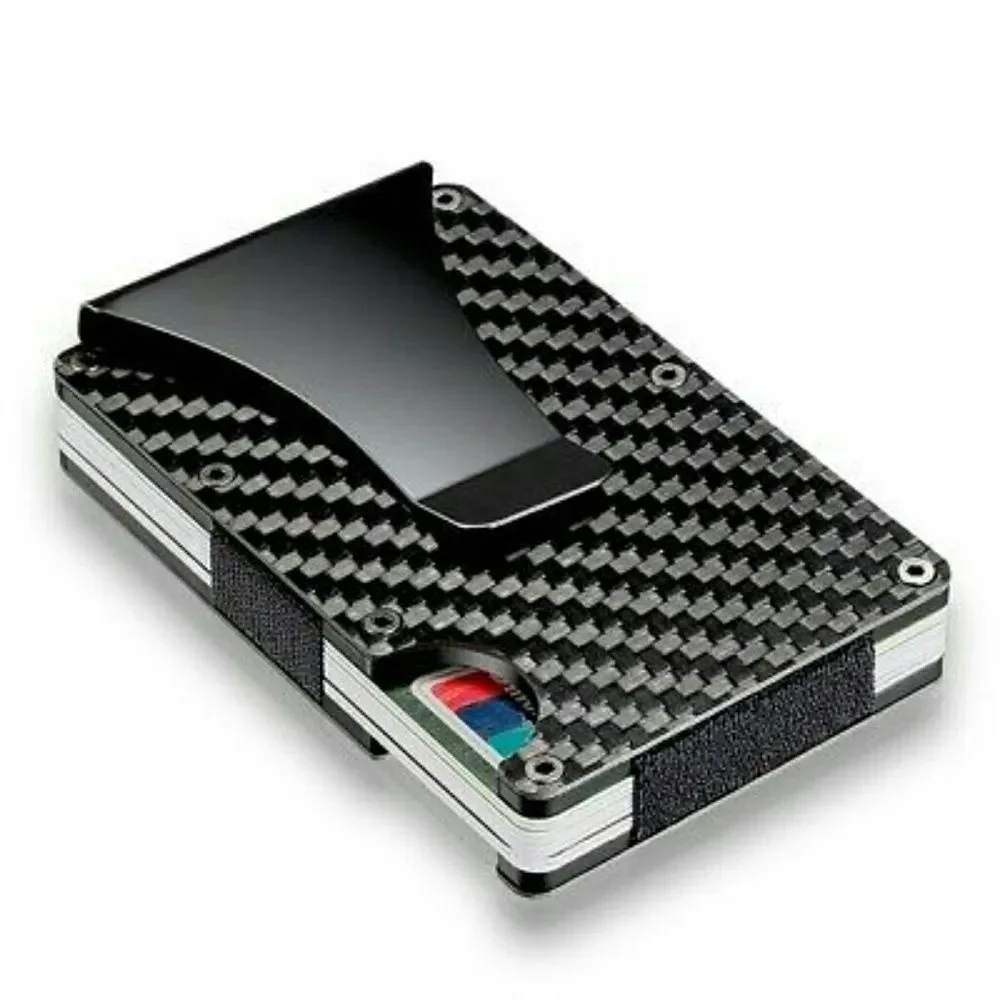 Slim carbon fiber cards holder W money cli…